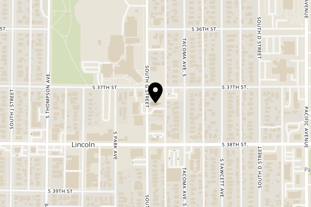 Map showing the location of Buddy's Chicken & Waffles Buddy's Chicken & Waffles on 3709 S G St in Tacoma